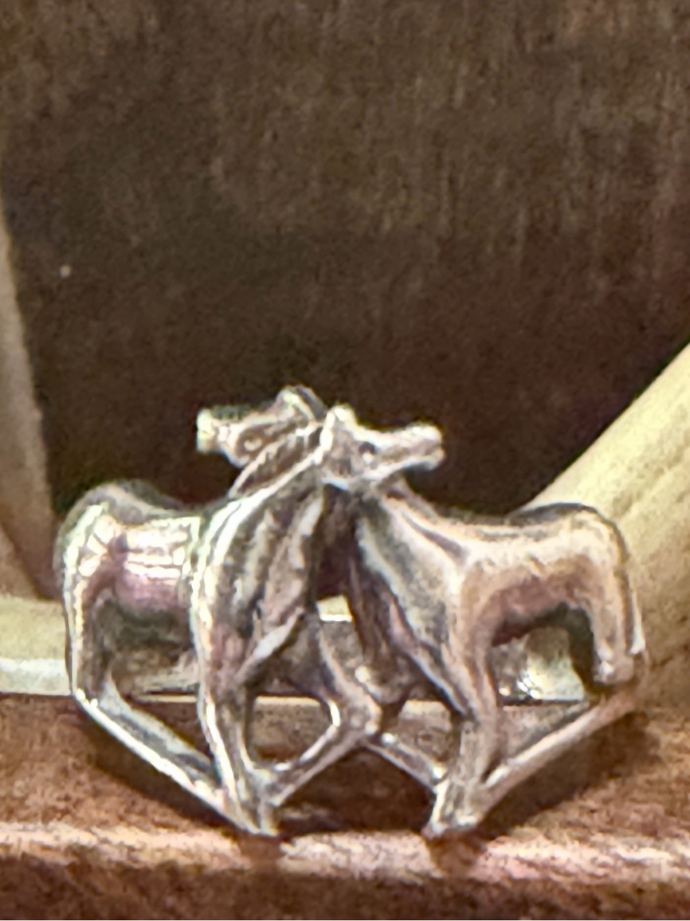 Silver Horse Pair Ring 6-1/2